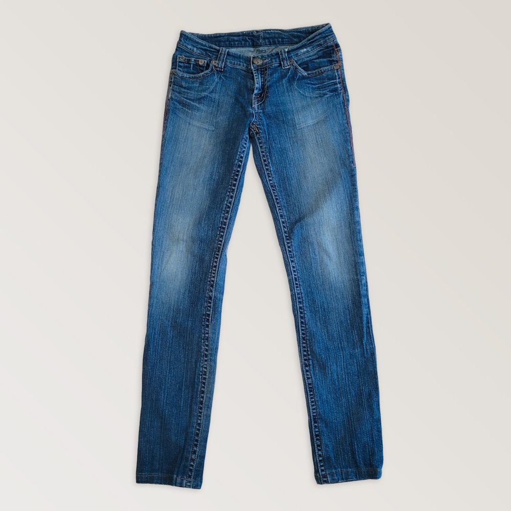 Classic Denim Skinny Jeans, Low Rise Y2K Jeans, Size 25